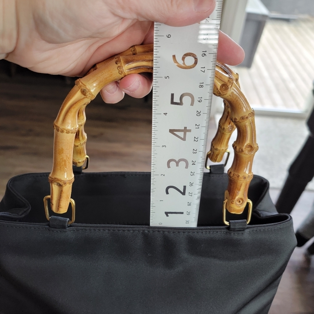 Black Tote Bag with Bamboo Handles #3064 - Picture 10 of 16